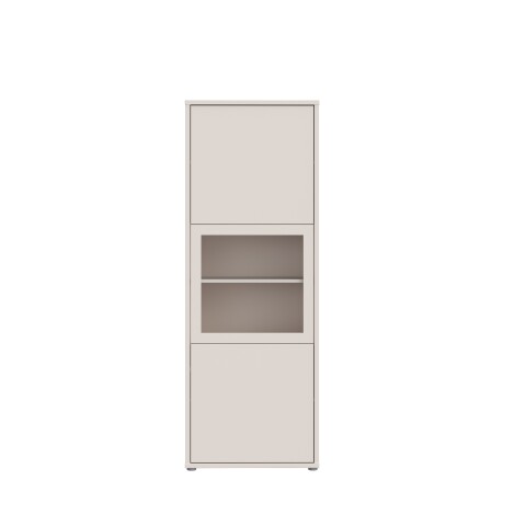 Stauraumvitrine >ALICE SPRINGS< in Sand / Glas - 64,8x179,1x44cm (BxHxT)