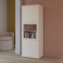 Stauraumvitrine >ALICE SPRINGS< in Sand / Glas -...