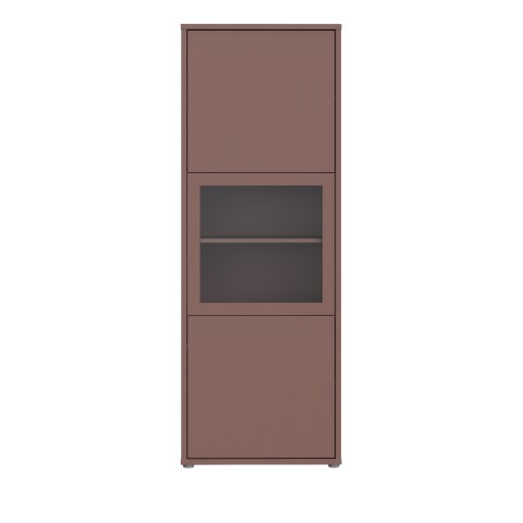 Stauraumvitrine >ALICE SPRINGS< in Terrakotta / Glas - 64,8x179,1x44cm (BxHxT)
