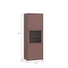Stauraumvitrine >ALICE SPRINGS< in Terrakotta / Glas - 64,8x179,1x44cm (BxHxT)