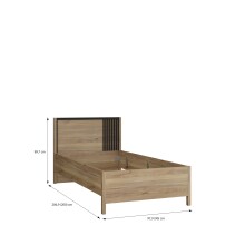 Bett >JYTANA< in Mauvella Eiche Dekor - 97,9x89,7x206,9cm (BxHxT)