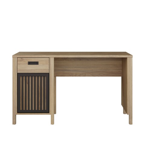 Schreibtisch >JYTANA< in Mauvella Eiche Dekor / Schwarz - 125x72,3x56,5 (BxHxT)