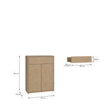 Schuhkommode >ALICE SPRINGS< in Elegancia Eiche Dekor - 74,5x99,1x34,9cm (BxHxT)
