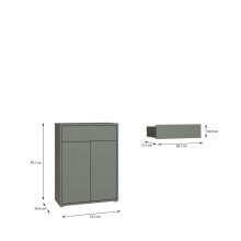 Schuhkommode >ALICE SPRINGS< in Salbei - 74,5x99,1x34,9cm (BxHxT)