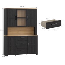 Buffet >BOHOL< in Eiche Dekor / Cabezone - 146,1x205,4x42cm (BxHxT)