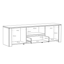 Lowboard >BOHOL< in Eiche Dekor / Cabezone - 166,1x51,8x42cm (BxHxT)