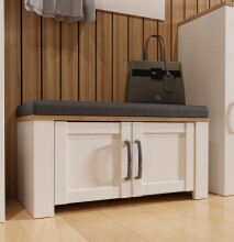 Schuhbank >BOHOL< in Eiche Dekor / Sibiu - 86,5x45x42cm (BxHxT)