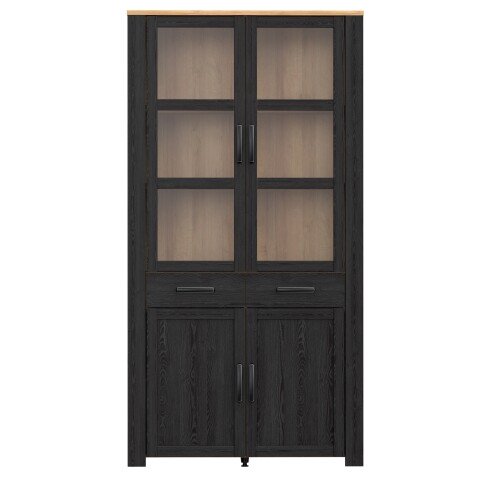 Stauraumvitrine >BOHOL< in Eiche Dekor / Cabezone - 106,4x205,4x42cm (BxHxT)