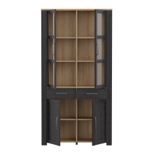 Stauraumvitrine >BOHOL< in Eiche Dekor / Cabezone - 106,4x205,4x42cm (BxHxT)