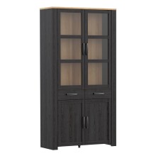 Stauraumvitrine >BOHOL< in Eiche Dekor / Cabezone - 106,4x205,4x42cm (BxHxT)