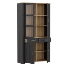 Stauraumvitrine >BOHOL< in Eiche Dekor / Cabezone - 106,4x205,4x42cm (BxHxT)
