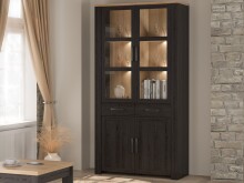 Stauraumvitrine >BOHOL< in Eiche Dekor / Cabezone - 106,4x205,4x42cm (BxHxT)