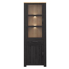 Stauraumvitrine >BOHOL< in Eiche Dekor / Cabezone   - 71,7x205,4x42cm (BxHxT)
