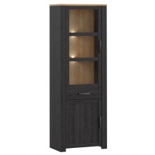 Stauraumvitrine >BOHOL< in Eiche Dekor / Cabezone   - 71,7x205,4x42cm (BxHxT)