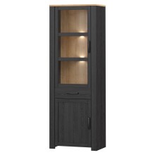 Stauraumvitrine >BOHOL< in Eiche Dekor / Cabezone   - 71,7x205,4x42cm (BxHxT)