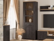 Stauraumvitrine >BOHOL< in Eiche Dekor / Cabezone   - 71,7x205,4x42cm (BxHxT)