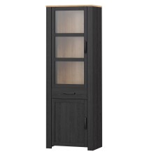 Stauraumvitrine >BOHOL< in Eiche Dekor / Cabezone   - 71,7x205,4x42cm (BxHxT)