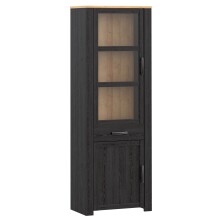 Stauraumvitrine >BOHOL< in Eiche Dekor / Cabezone   - 71,7x205,4x42cm (BxHxT)