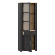Stauraumvitrine >BOHOL< in Eiche Dekor / Cabezone   - 71,7x205,4x42cm (BxHxT)