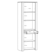 Stauraumvitrine >BOHOL< in Eiche Dekor / Cabezone   - 71,7x205,4x42cm (BxHxT)