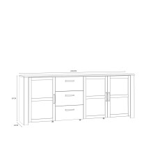 Sideboard >BOHOL< in Eiche Dekor / Sibiu - 220,8x87x42cm (BxHxT)