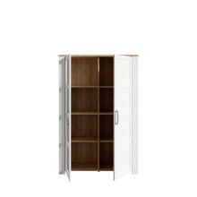 Stauraumvitrine >BOHOL< in Eiche Dekor / Sibiu - 106,4x160,6x42cm (BxHxT)