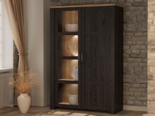 Stauraumvitrine >BOHOL< in Eiche Dekor / Cabezone - 106,4x160,6x42cm (BxHxT)