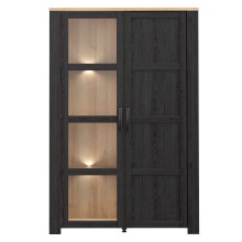 Stauraumvitrine >BOHOL< in Eiche Dekor / Cabezone - 106,4x160,6x42cm (BxHxT)