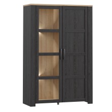 Stauraumvitrine >BOHOL< in Eiche Dekor / Cabezone - 106,4x160,6x42cm (BxHxT)