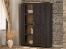 Stauraumvitrine >BOHOL< in Eiche Dekor / Cabezone - 106,4x160,6x42cm (BxHxT)