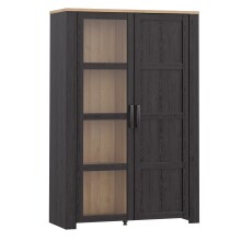 Stauraumvitrine >BOHOL< in Eiche Dekor / Cabezone - 106,4x160,6x42cm (BxHxT)