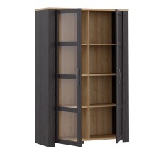 Stauraumvitrine >BOHOL< in Eiche Dekor / Cabezone - 106,4x160,6x42cm (BxHxT)