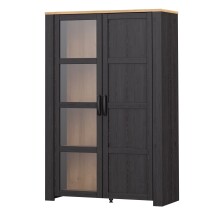 Stauraumvitrine >BOHOL< in Eiche Dekor / Cabezone - 106,4x160,6x42cm (BxHxT)