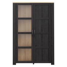 Stauraumvitrine >BOHOL< in Eiche Dekor / Cabezone - 106,4x160,6x42cm (BxHxT)