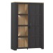 Stauraumvitrine >BOHOL< in Eiche Dekor / Cabezone - 106,4x160,6x42cm (BxHxT)