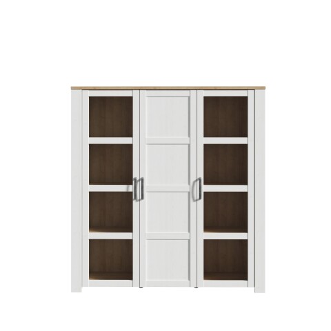 Stauraumvitrine >BOHOL< in Eiche Dekor / Sibiu - 151,1x160,6x42cm (BxHxT)