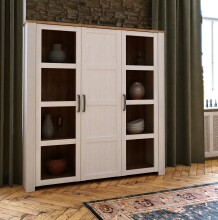 Stauraumvitrine >BOHOL< in Eiche Dekor / Sibiu - 151,1x160,6x42cm (BxHxT)