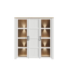 Stauraumvitrine >BOHOL< in Eiche Dekor / Sibiu - 151,1x160,6x42cm (BxHxT)