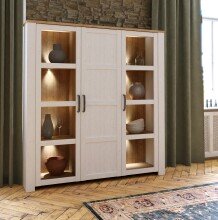 Stauraumvitrine >BOHOL< in Eiche Dekor / Sibiu - 151,1x160,6x42cm (BxHxT)