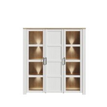 Stauraumvitrine >BOHOL< in Eiche Dekor / Sibiu - 151,1x160,6x42cm (BxHxT)