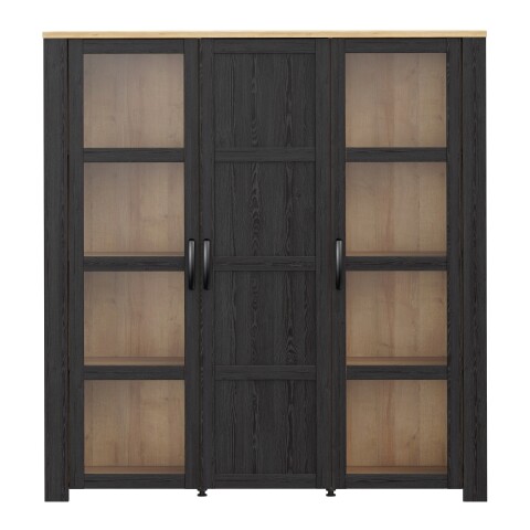 Stauraumvitrine >BOHOL< in Eiche Dekor / Cabezone - 151,1x160,6x42cm (BxHxT)