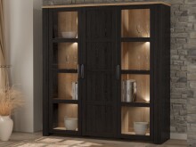 Stauraumvitrine >BOHOL< in Eiche Dekor / Cabezone - 151,1x160,6x42cm (BxHxT)