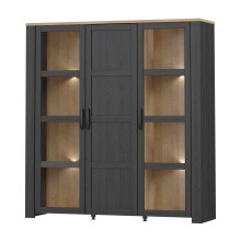 Stauraumvitrine >BOHOL< in Eiche Dekor / Cabezone - 151,1x160,6x42cm (BxHxT)