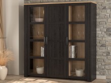 Stauraumvitrine >BOHOL< in Eiche Dekor / Cabezone - 151,1x160,6x42cm (BxHxT)