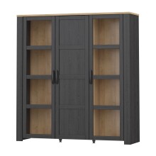 Stauraumvitrine >BOHOL< in Eiche Dekor / Cabezone - 151,1x160,6x42cm (BxHxT)