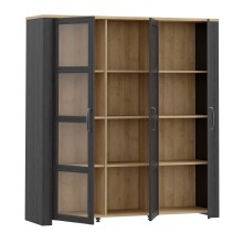 Stauraumvitrine >BOHOL< in Eiche Dekor / Cabezone - 151,1x160,6x42cm (BxHxT)