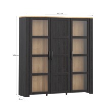 Stauraumvitrine >BOHOL< in Eiche Dekor / Cabezone - 151,1x160,6x42cm (BxHxT)