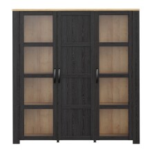 Stauraumvitrine >BOHOL< in Eiche Dekor / Cabezone - 151,1x160,6x42cm (BxHxT)