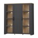 Stauraumvitrine >BOHOL< in Eiche Dekor / Cabezone - 151,1x160,6x42cm (BxHxT)