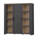 Stauraumvitrine >BOHOL< in Eiche Dekor / Cabezone - 151,1x160,6x42cm (BxHxT)